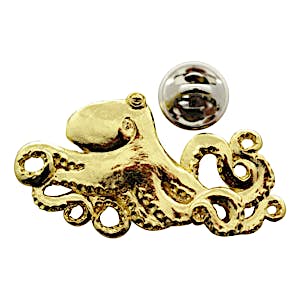 Octopus Pin ~ 24K Gold ~ Lapel Pin ~ 24K Gold Lapel Pin ~ Sarah's Treats & Treasures