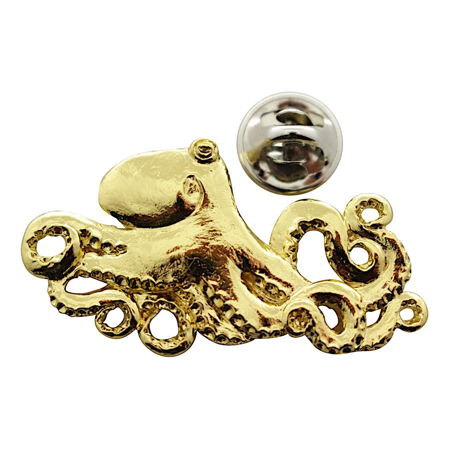 Octopus Pin ~ 24K Gold ~ Lapel Pin ~ 24K Gold Lapel Pin ~ Sarah's Treats & Treasures