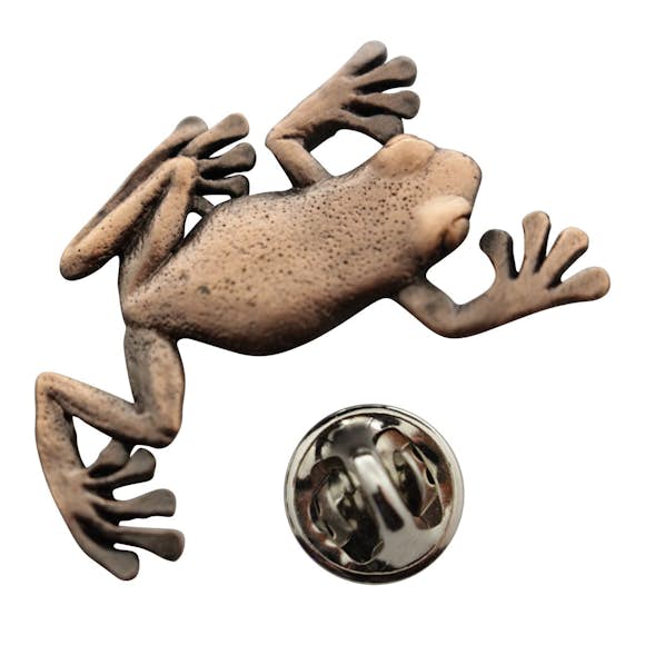 Climbing Tree Frog Pin ~ Antiqued Copper ~ Lapel Pin ~ Sarah's Treats & Treasures