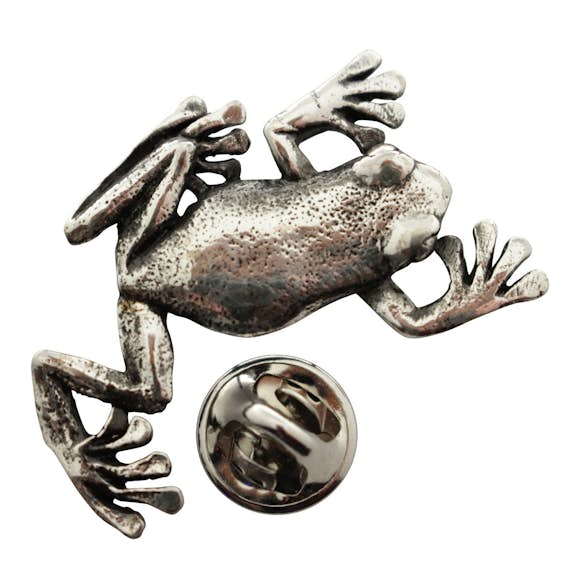 Climbing Tree Frog Pin ~ Antiqued Pewter ~ Lapel Pin ~ Antiqued Pewter Lapel Pin ~ Sarah's Treats & Treasures