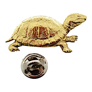 Box Turtle Pin ~ 24K Gold ~ Lapel Pin ~ Sarah's Treats & Treasures