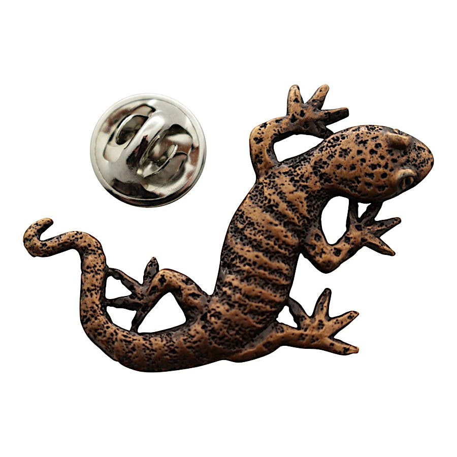 Gecko Pin ~ Antiqued Copper ~ Lapel Pin ~ Sarah's Treats & Treasures