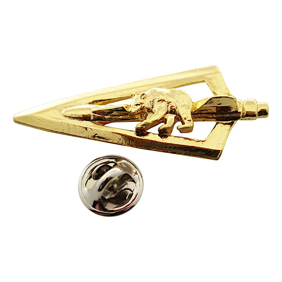 Broadhead with Bear Pin ~ 24K Gold ~ Lapel Pin ~ Sarah's Treats & Treasures
