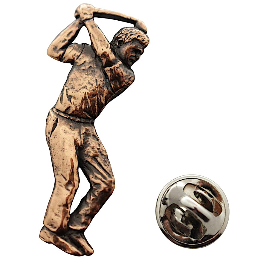 Golfer Pin ~ Antiqued Copper ~ Lapel Pin ~ Sarah's Treats & Treasures