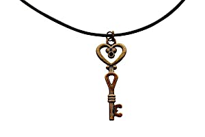 Heart Flower Necklace ~ Antiqued Copper ~ Key to My Heart Necklace ~ Key To My Heart Necklace ~ Sarah's Treats & Treasures
