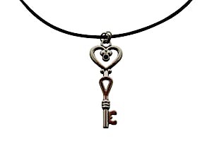 Heart Flower Necklace ~ Antiqued Silver ~ Key to My Heart Necklace ~ Key To My Heart Necklace ~ Sarah's Treats & Treasures