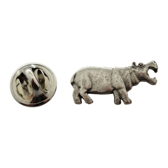 Hippopotamus or Hippo Mini Pin ~ Antiqued Pewter ~ Miniature Lapel Pin ~ Sarah's Treats & Treasures