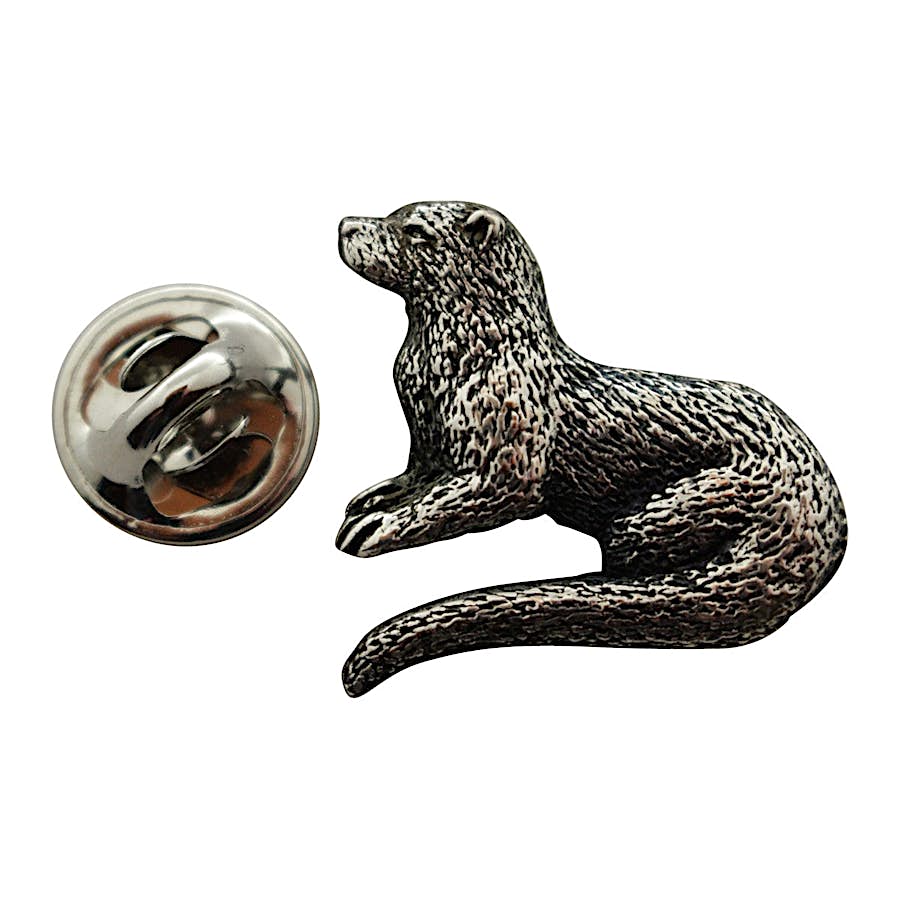 Otter Pin ~ Antiqued Pewter ~ Lapel Pin ~ Sarah's Treats & Treasures