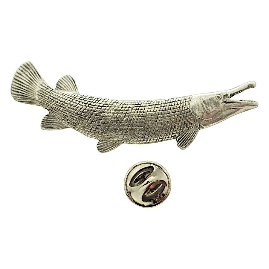 Alligator Gar Pin ~ Antiqued Pewter ~ Lapel Pin ~ Sarah's Treats & Treasures