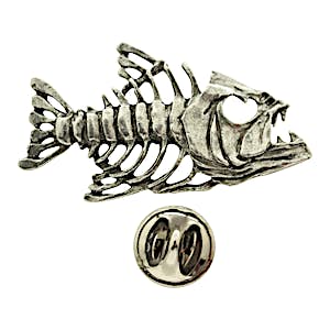 Bony Fish Pin ~ Antiqued Pewter ~ Lapel Pin ~ Sarah's Treats & Treasures