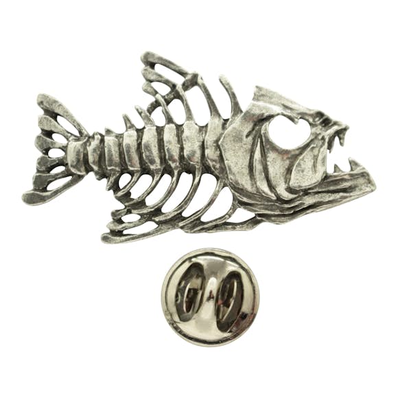 Bony Fish Pin ~ Antiqued Pewter ~ Lapel Pin ~ Sarah's Treats & Treasures