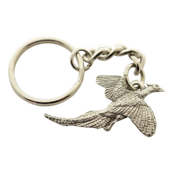 Flying Pheasant Keychain ~ Antiqued Pewter ~ Keychain ~ Antiqued Pewter Keychain ~ Sarah's Treats & Treasures