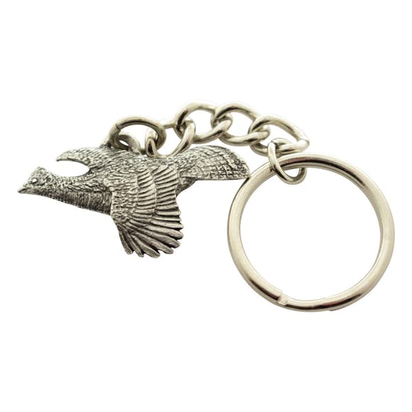 Flying Ruffed Grouse Keychain ~ Antiqued Pewter ~ Keychain ~ Antiqued Pewter Keychain ~ Sarah's Treats & Treasures