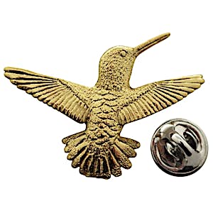 Hummingbird Flying Right Pin ~ 24K Gold ~ Lapel Pin ~ Sarah's Treats & Treasures