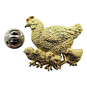 Hen and Chicks Pin ~ 24K Gold ~ Lapel Pin ~ 24K Gold Lapel Pin ~ Sarah's Treats & Treasures