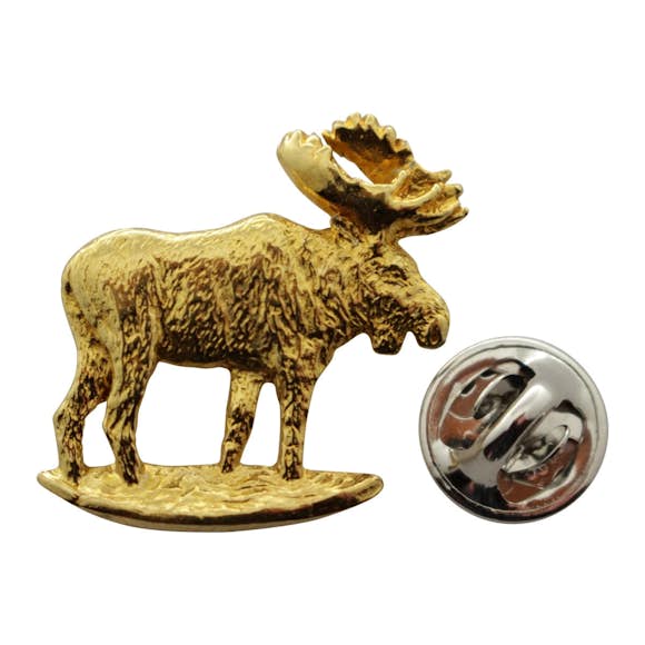 Moose Standing Pin ~ 24K Gold ~ Lapel Pin ~ 24K Gold Lapel Pin ~ Sarah's Treats & Treasures