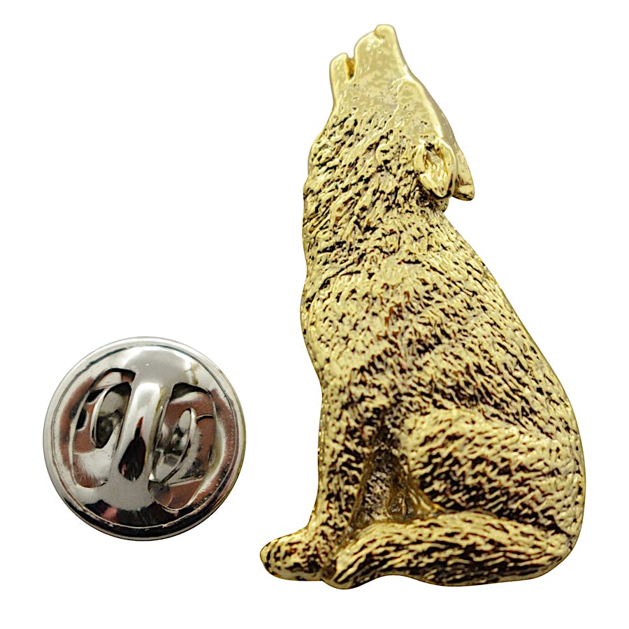 Howling Wolf Pin ~ 24K Gold ~ Lapel Pin ~ 24K Gold Lapel Pin ~ Sarah's Treats & Treasures