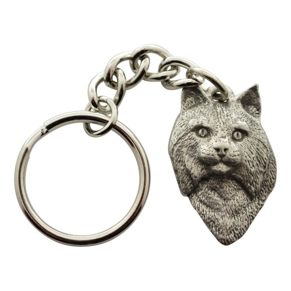 Bobcat Head Keychain ~ Antiqued Pewter ~ Keychain ~ Sarah's Treats & Treasures
