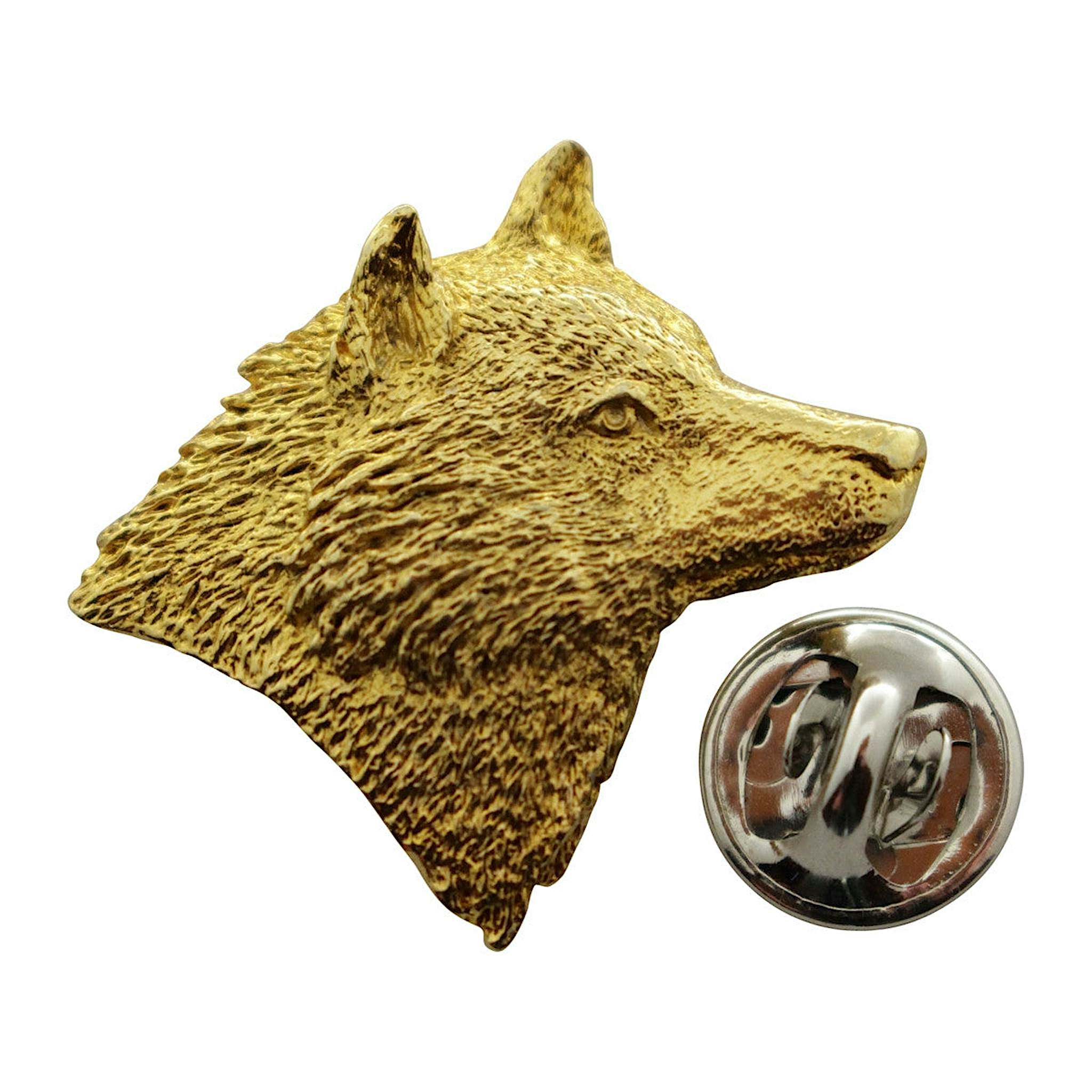 Wolf Head Right Facing ~ 24K Gold ~ Lapel Pin ~ 24K Gold Lapel Pin ~ Sarah's Treats & Treasures
