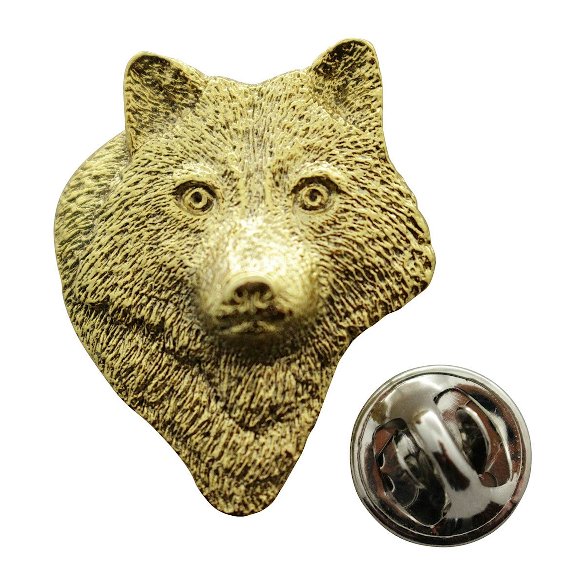 Wolf Head Front Facing Pin ~ 24K Gold ~ Lapel Pin ~ 24K Gold Lapel Pin ~ Sarah's Treats & Treasures