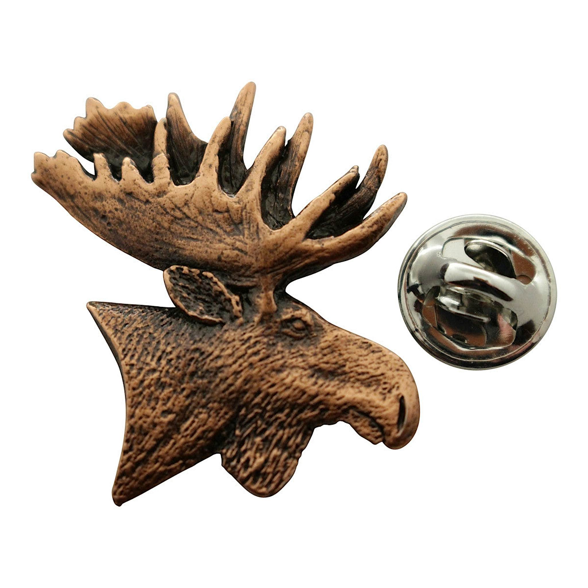 Moose Head Pin ~ Antiqued Copper ~ Lapel Pin ~ Sarah's Treats & Treasures