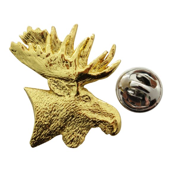 Moose Head Pin ~ 24K Gold ~ Lapel Pin ~ 24K Gold Lapel Pin ~ Sarah's Treats & Treasures