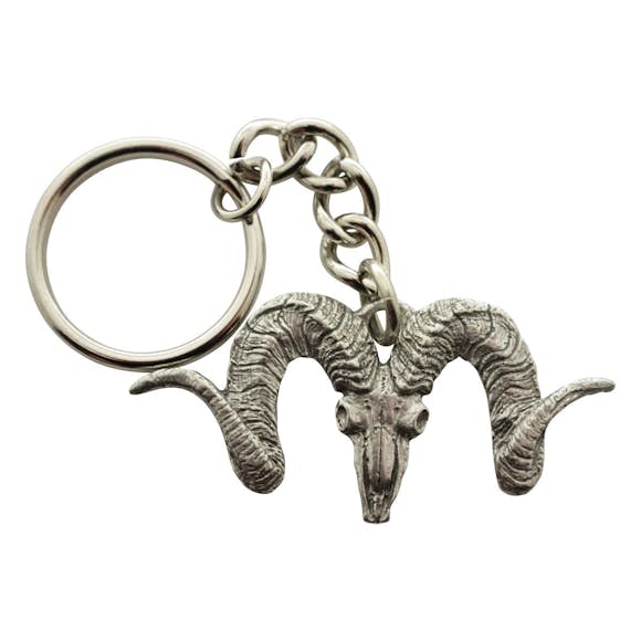 Dall Ram Skull Keychain ~ Antiqued Pewter ~ Keychain ~ Antiqued Pewter Keychain ~ Sarah's Treats & Treasures