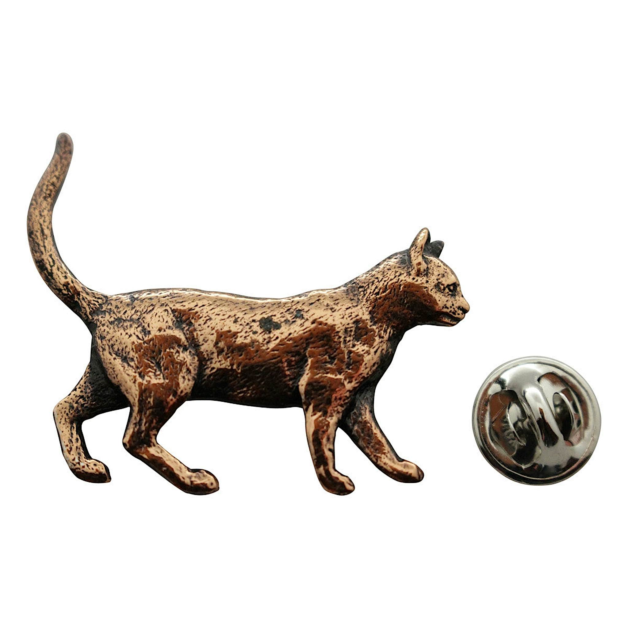 Walking Cat Pin ~ Antiqued Copper ~ Lapel Pin ~ Sarah's Treats & Treasures