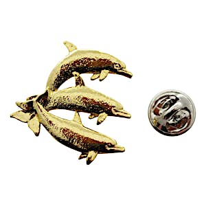Three Dolphins Pin ~ 24K Gold ~ Lapel Pin ~ 24K Gold Lapel Pin ~ Sarah's Treats & Treasures