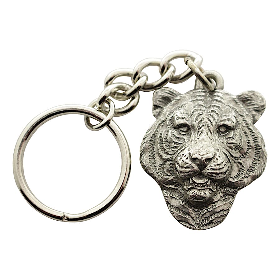 Tiger Head Keychain ~ Antiqued Pewter ~ Keychain ~ Antiqued Pewter Keychain ~ Sarah's Treats & Treasures