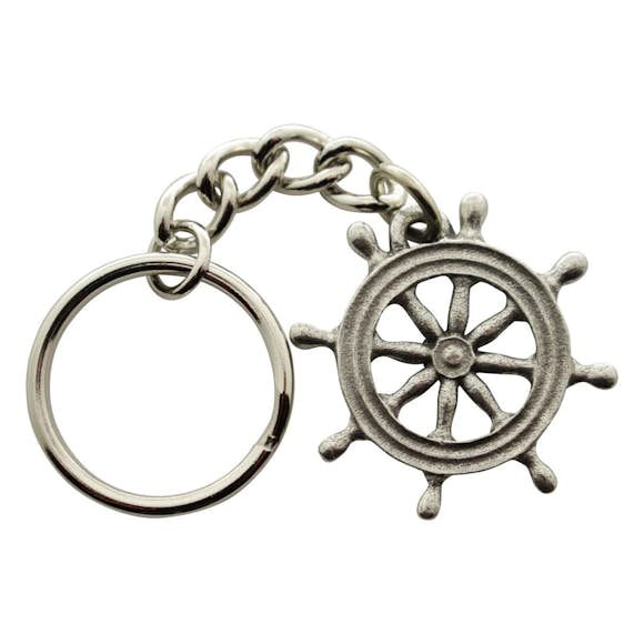 Ships Wheel Keychain ~ Antiqued Pewter ~ Keychain ~ Antiqued Pewter Keychain ~ Sarah's Treats & Treasures