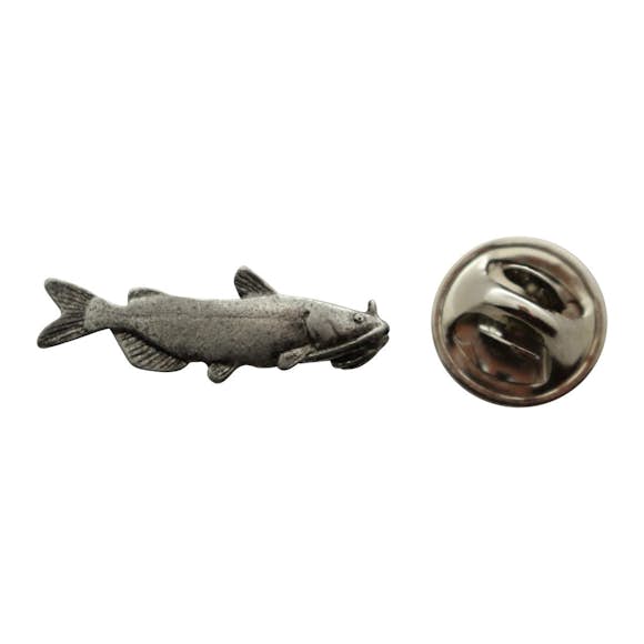 Catfish Mini Pin ~ Antiqued Pewter ~ Miniature Lapel Pin ~ Antiqued Pewter Miniature Lapel Pin ~ Sarah's Treats & Treasures