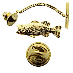 Largemouth Bass Tie Tack ~ 24K Gold ~ Tie Tack or Pin ~ Sarah's Treats & Treasures