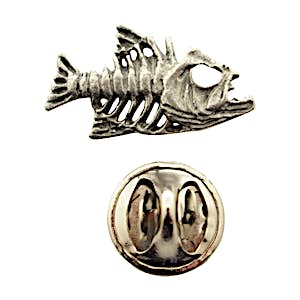 Bony Fish Mini Pin ~ Antiqued Pewter ~ Miniature Lapel Pin ~ Sarah's Treats & Treasures