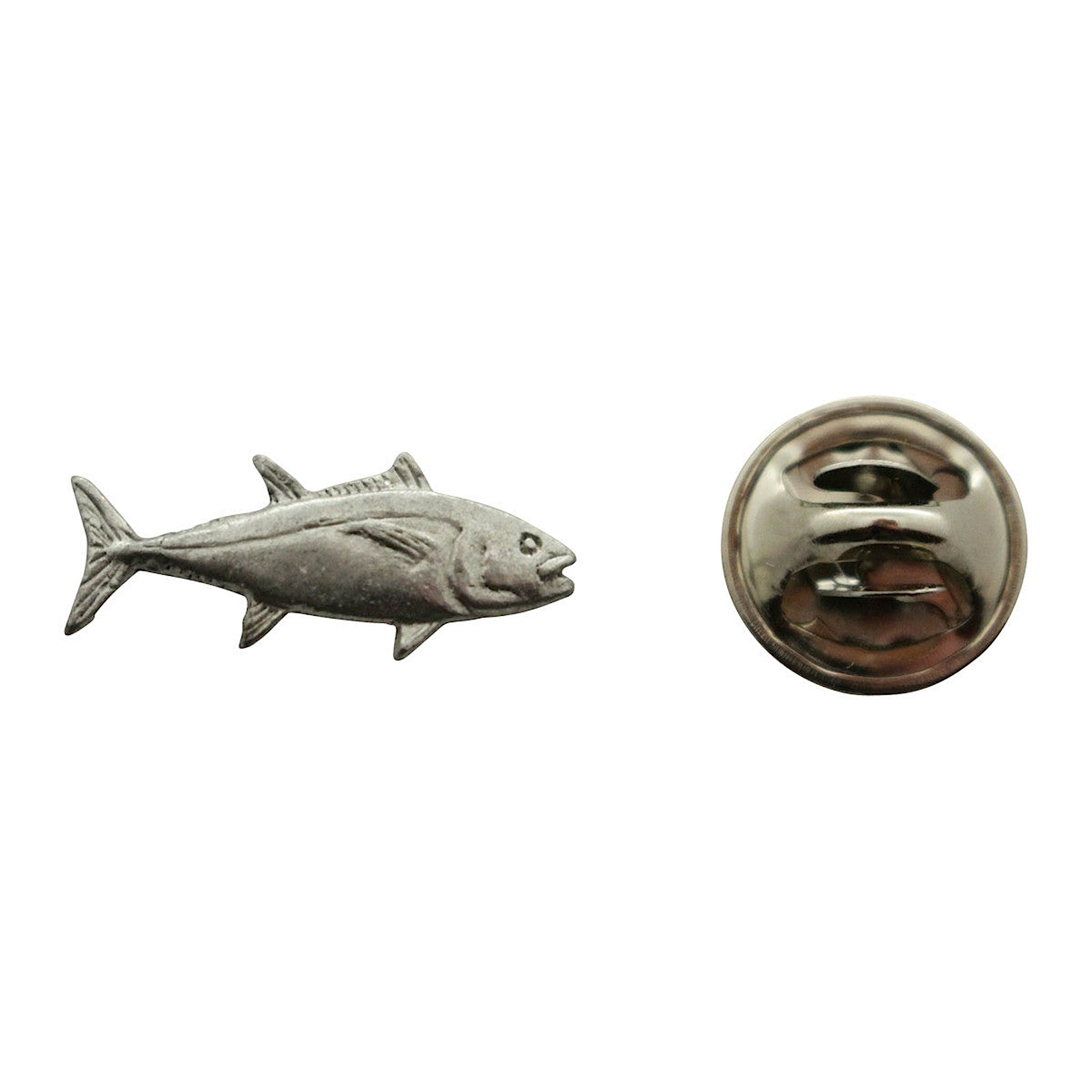 Tuna Mini Pin ~ Antiqued Pewter ~ Miniature Lapel Pin ~ Sarah's Treats & Treasures