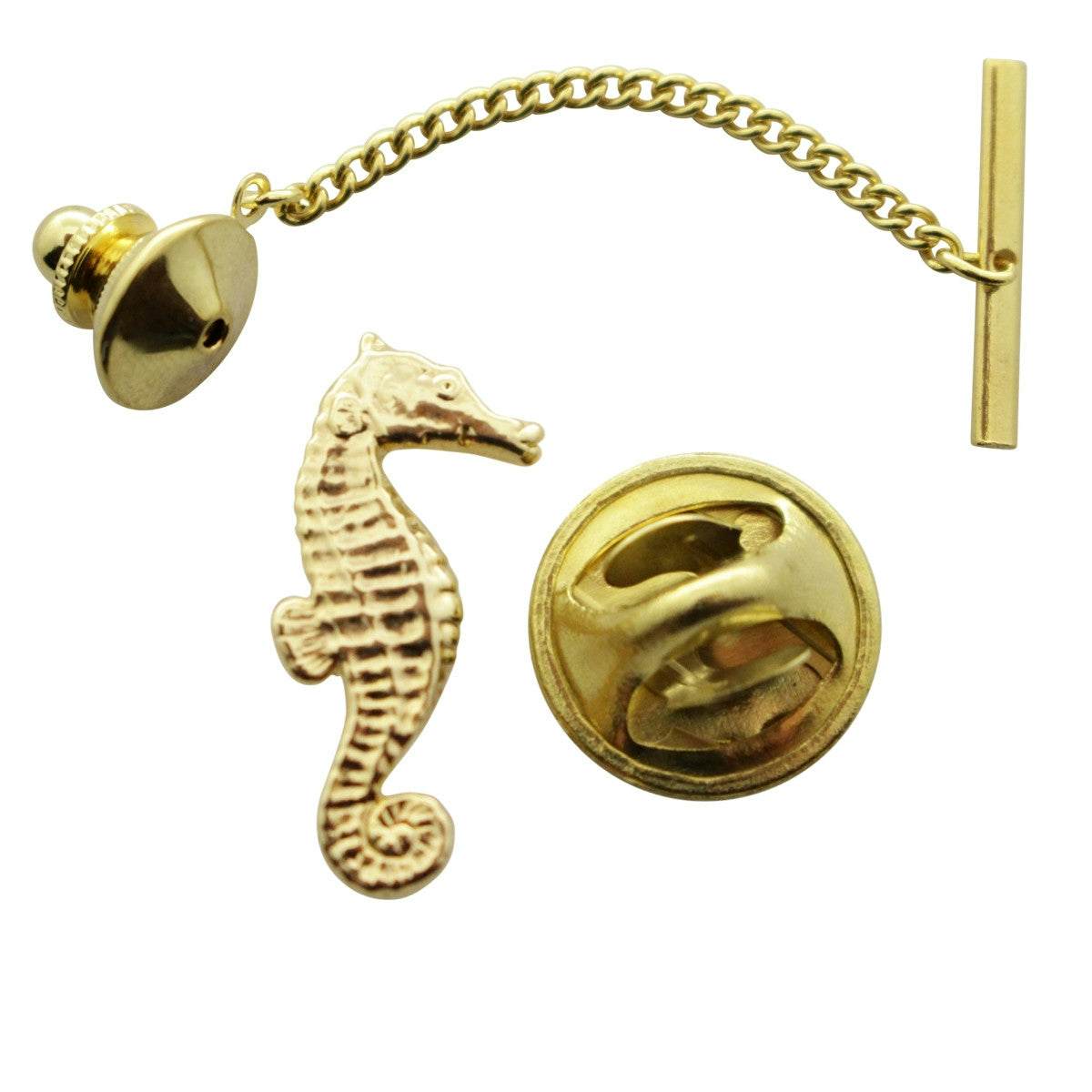 Seahorse Tie Tack ~ 24K Gold ~ Tie Tack or Pin ~ Sarahs Treats & Treasures 