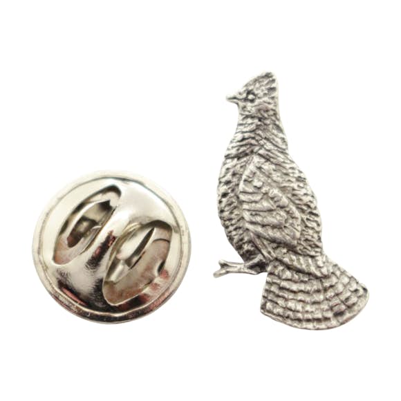 Ruffed Grouse Mini Pin ~ Antiqued Pewter ~ Miniature Lapel Pin ~ Sarah's Treats & Treasures