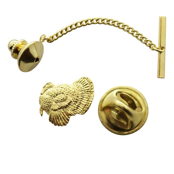 Turkey Tie Tack ~ 24K Gold ~ Tie Tack or Pin ~ Sarah's Treats & Treasures