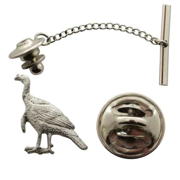 Alert Turkey Tie Tack ~ Antiqued Pewter ~ Tie Tack or Pin ~ Sarah's Treats & Treasures