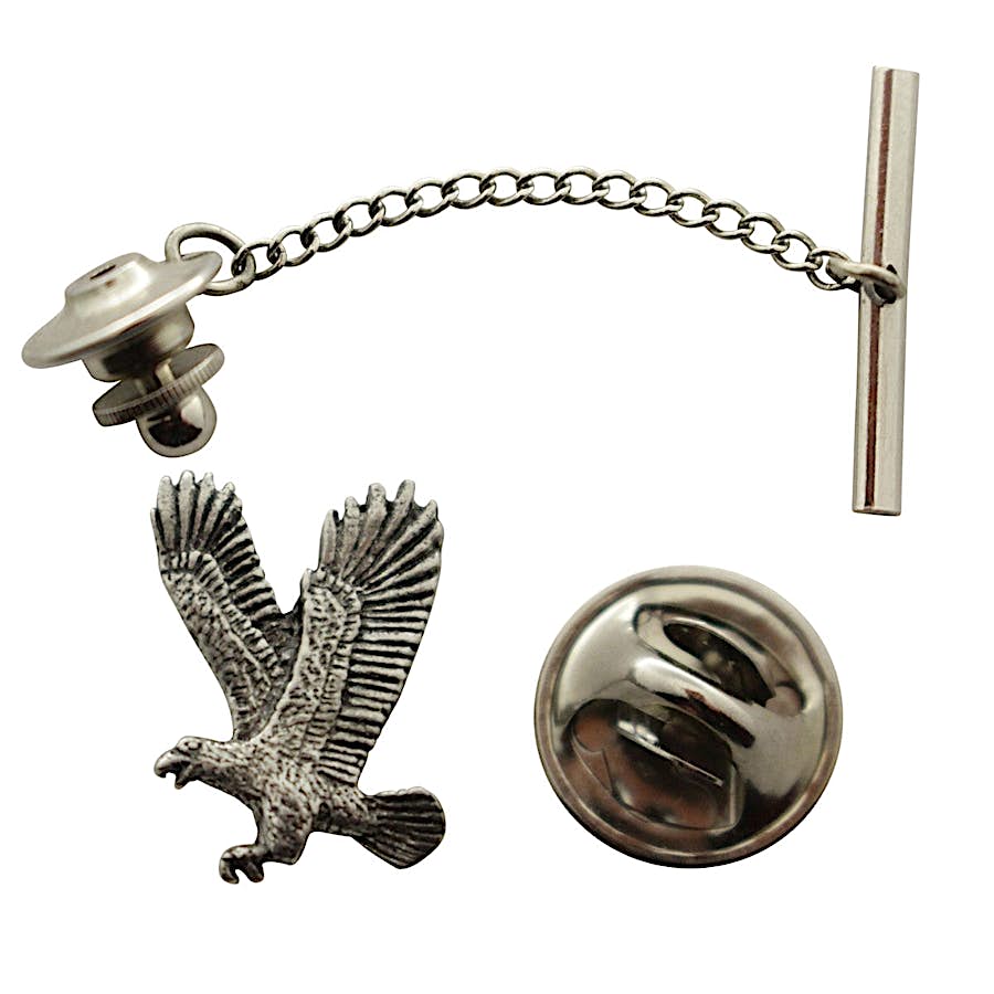 Flying Eagle Tie Tack ~ Antiqued Pewter ~ Tie Tack or Pin ~ Sarah's Treats & Treasures