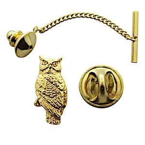 Owl Tie Tack ~ 24K Gold ~ Tie Tack or Pin ~ 24K Gold Tie Tack or Pin ~ Sarah's Treats & Treasures