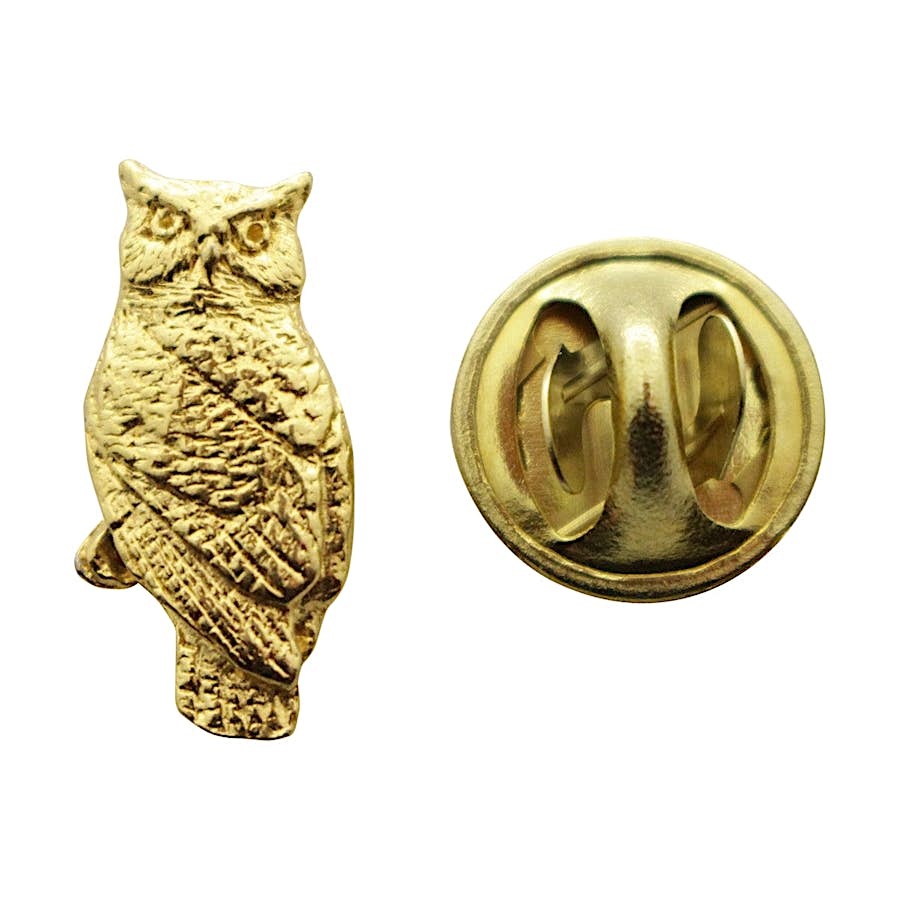 Owl Mini Pin ~ 24K Gold ~ Miniature Lapel Pin ~ Sarah's Treats & Treasures