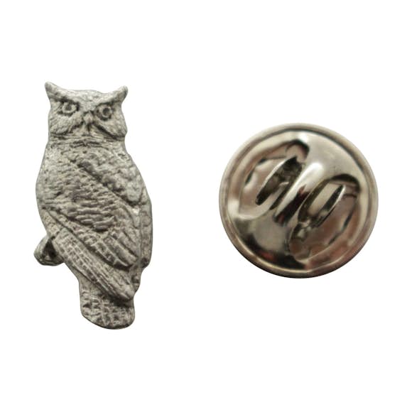Owl Mini Pin ~ Antiqued Pewter ~ Miniature Lapel Pin ~ Sarah's Treats & Treasures