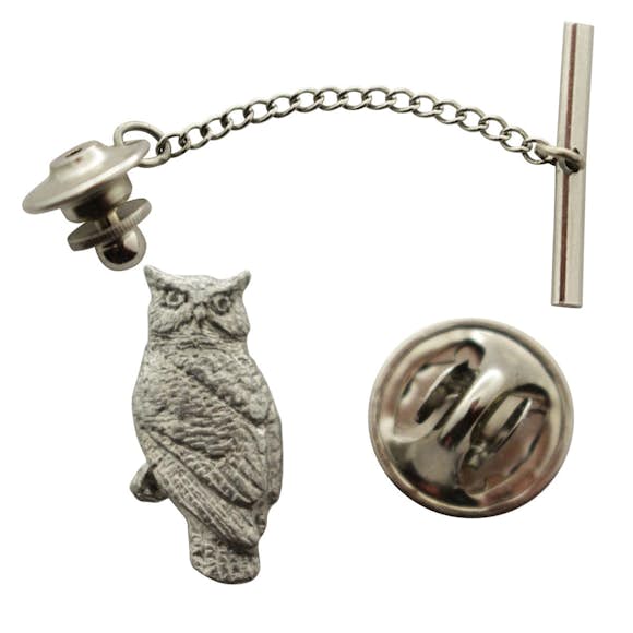 Owl Tie Tack ~ Antiqued Pewter ~ Tie Tack or Pin ~ Antiqued Pewter Tie Tack or Pin ~ Sarah's Treats & Treasures