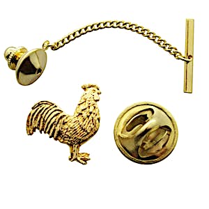 Rooster Tie Tack ~ 24K Gold ~ Tie Tack or Pin ~ Sarah's Treats & Treasures
