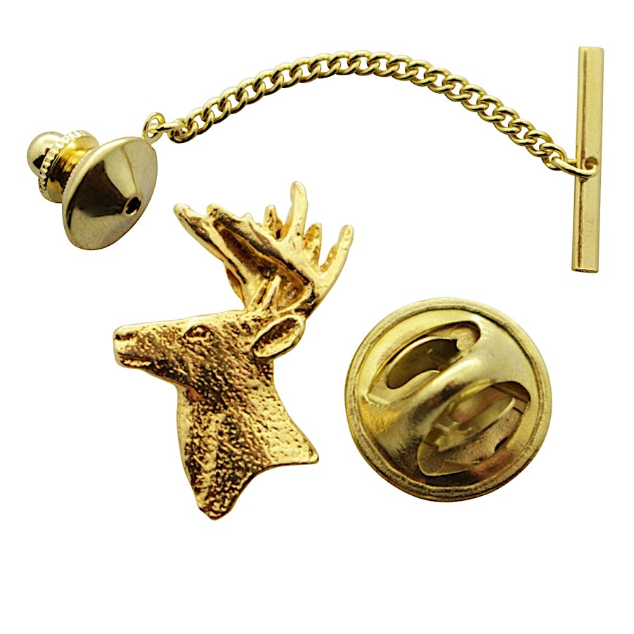 Buck Head Tie Tack ~ 24K Gold ~ Tie Tack or Pin ~ 24K Gold Tie Tack or Pin ~ Sarah's Treats & Treasures