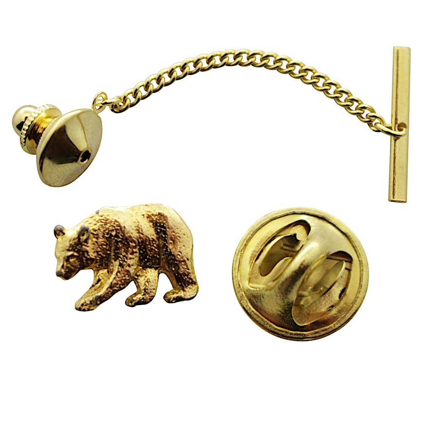 Bear Tie Tack ~ 24K Gold ~ Tie Tack or Pin ~ Sarah's Treats & Treasures