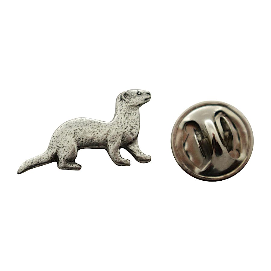 Ferret Mini Pin ~ Antiqued Pewter ~ Miniature Lapel Pin ~ Sarah's Treats & Treasures