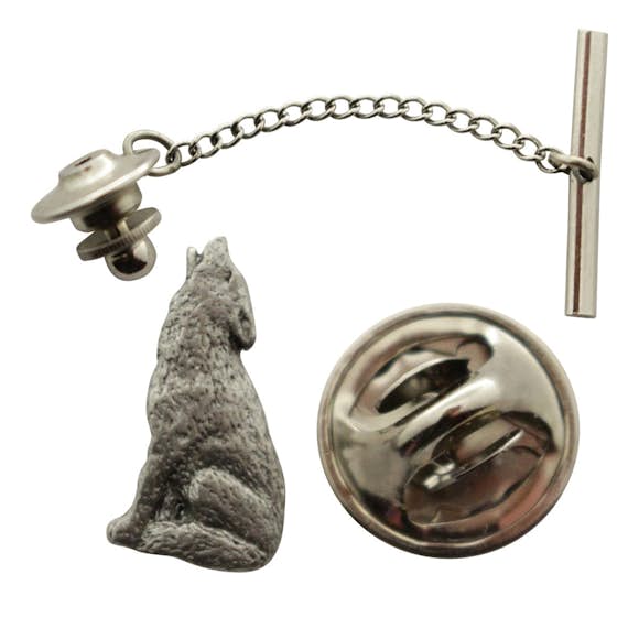 Howling Wolf Tie Tack ~ Antiqued Pewter ~ Tie Tack or Pin ~ Antiqued Pewter Tie Tack or Pin ~ Sarah's Treats & Treasures