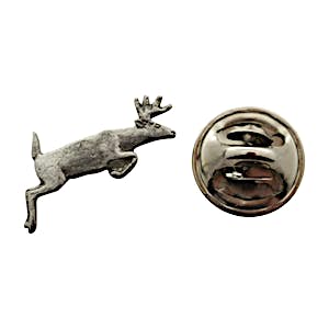 Leaping Deer Mini Pin ~ Antiqued Pewter ~ Miniature Lapel Pin ~ Sarah's Treats & Treasures